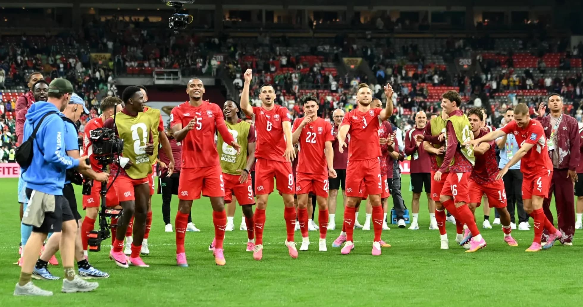 Jugadores de Suiza celebrando en el Mundial
