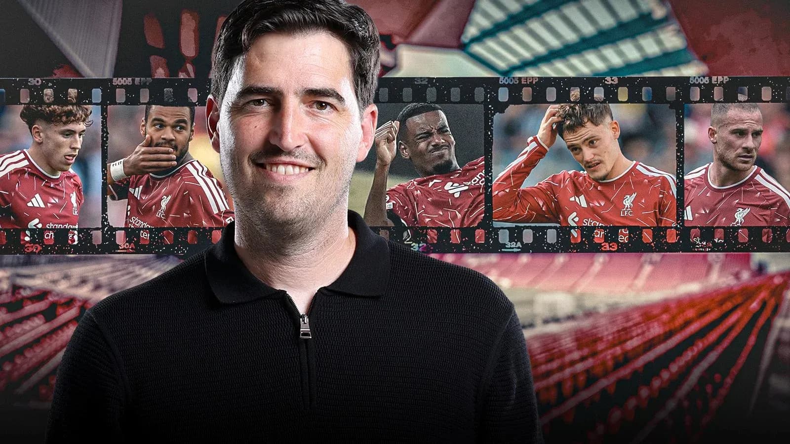 Entrenador con imágenes de jugadores de Liverpool