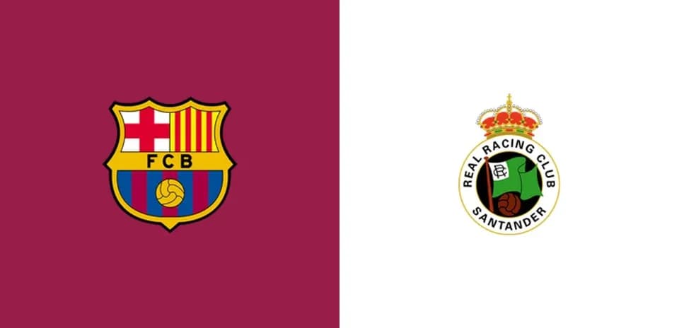 Escudos de FC Barcelona y Racing de Santander