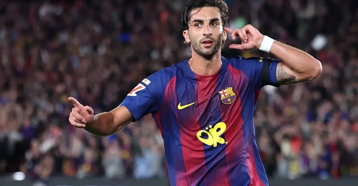 Jugador del Barcelona celebra un gol en el estadio