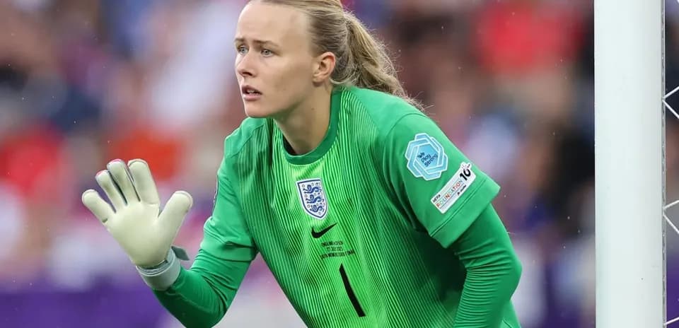 Portera inglesa en acción durante un partido