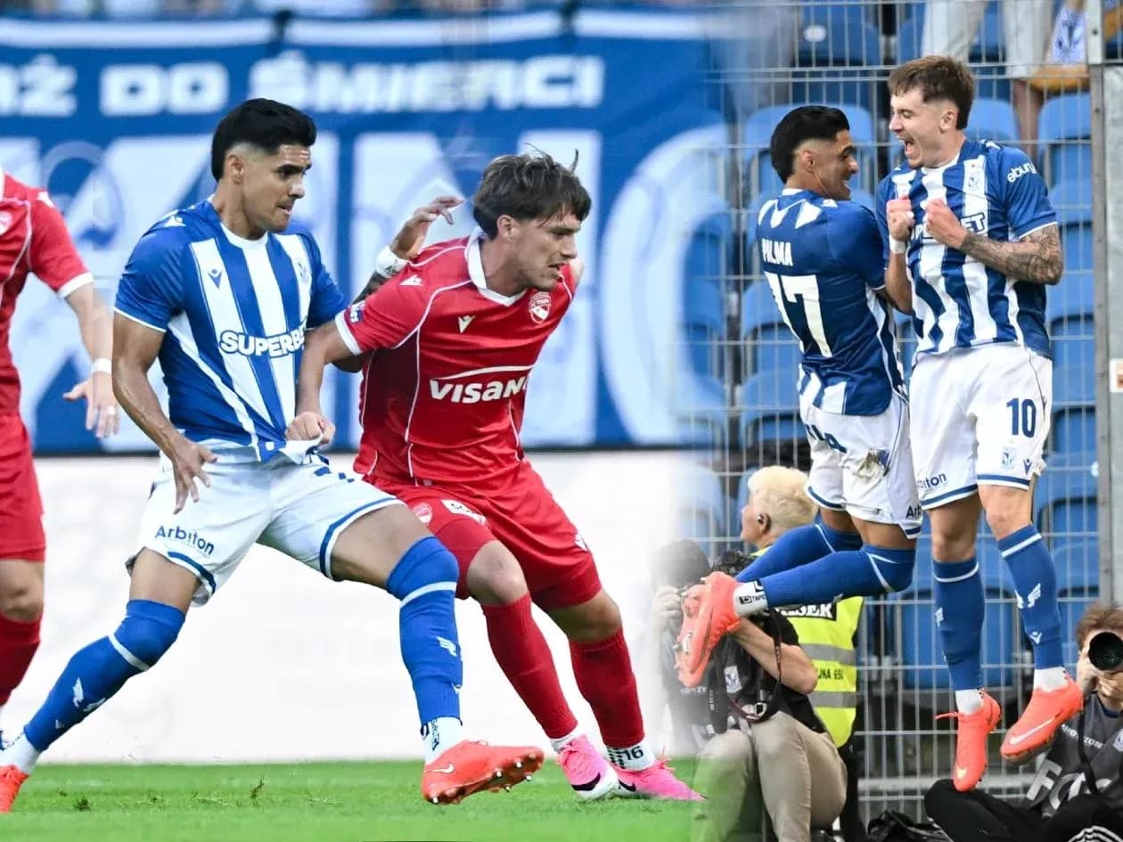 Jugadores de Lech Poznan celebrando un gol