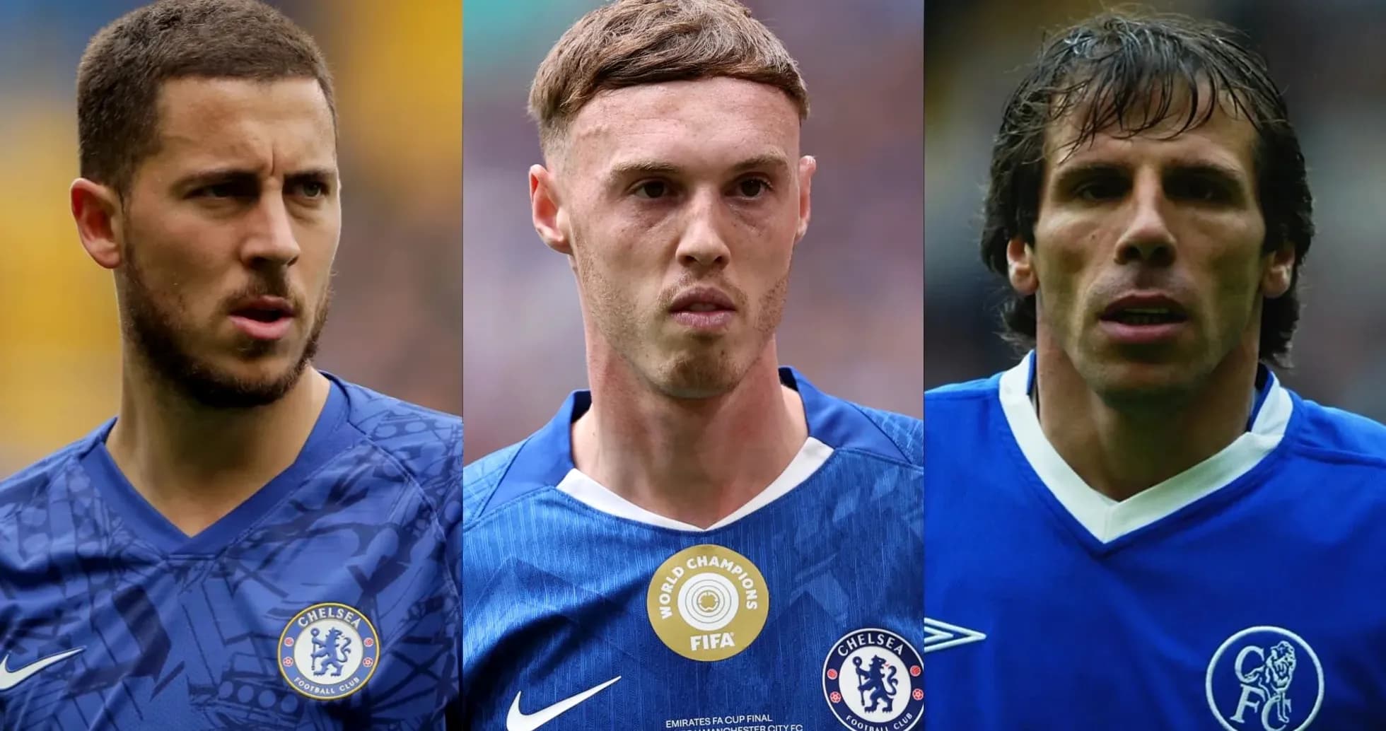 Tres jugadores de Chelsea en uniforme oficial