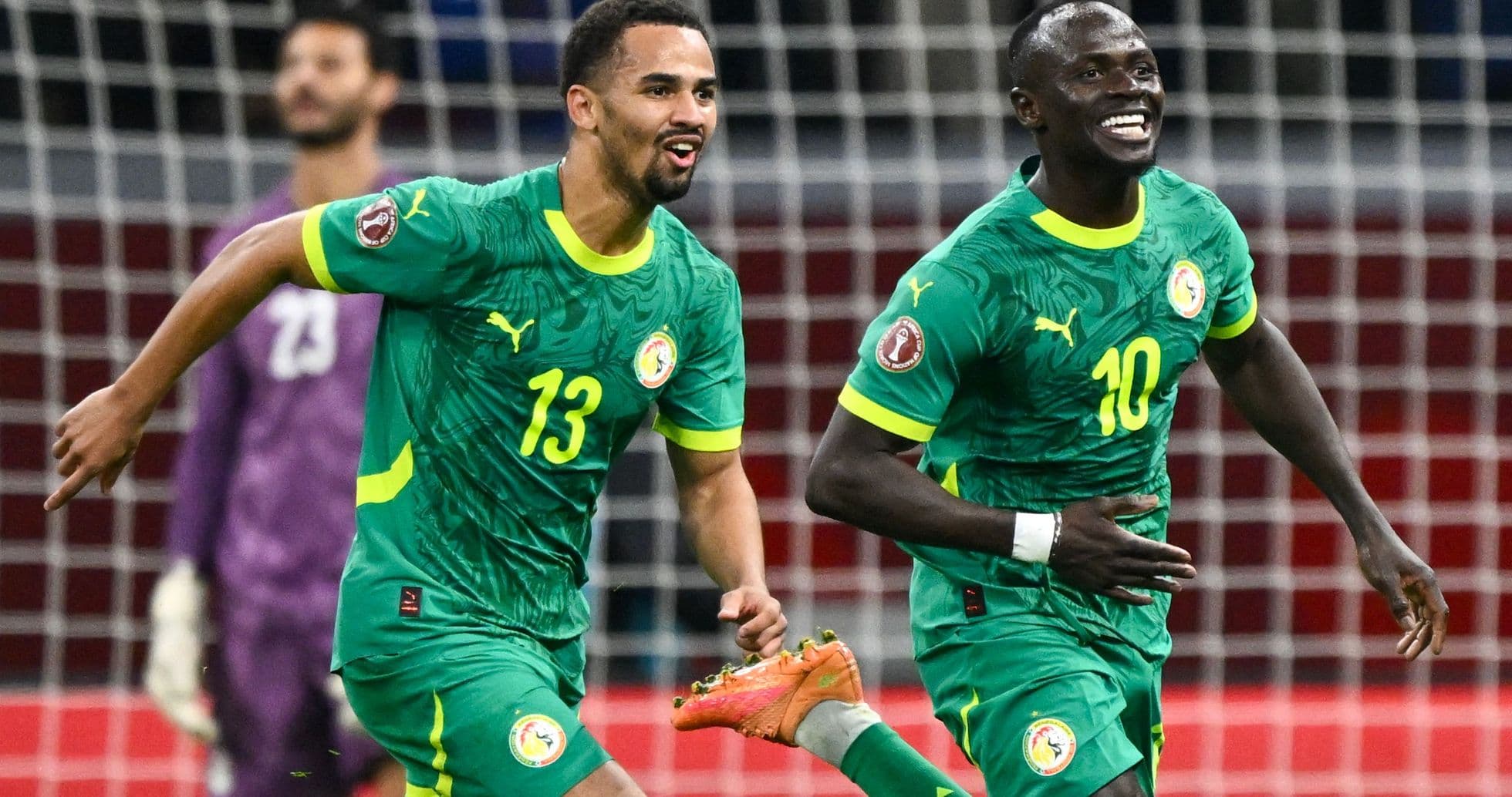 Jugadores de Senegal celebrando un gol en partido