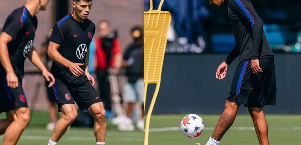 Jugadores de la selección estadounidense entrenando en el campo