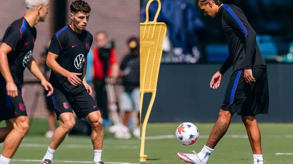 Jugadores de la selección estadounidense entrenando en el campo