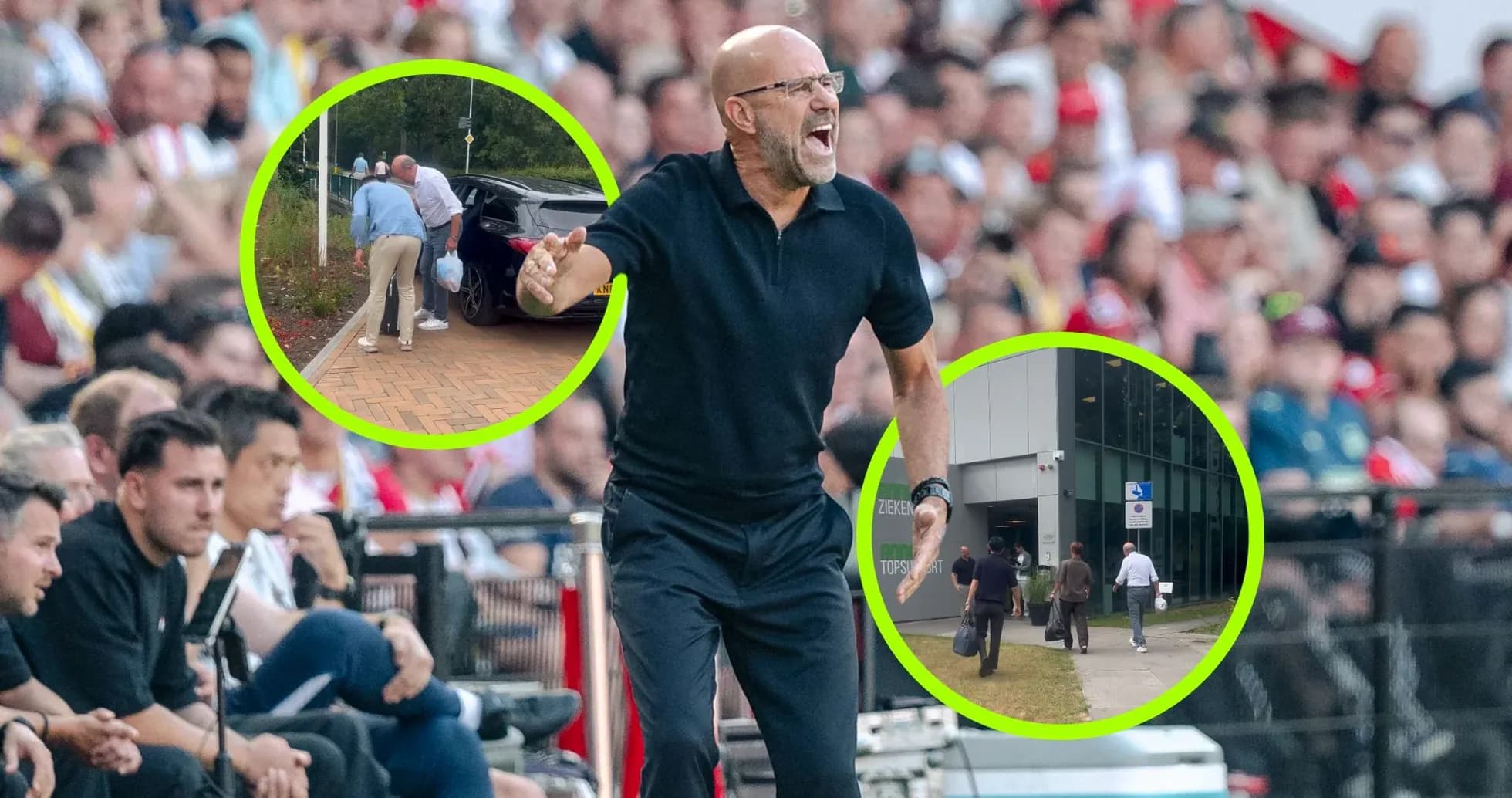 Entrenador dirigiéndose al campo durante un partido