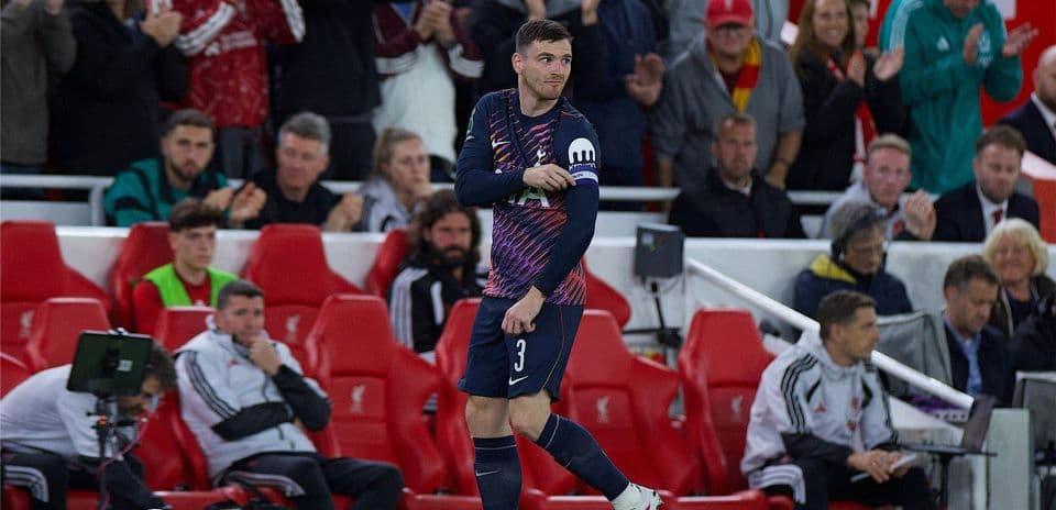 Liverpool elimina a Tottenham en la Carabao Cup con un emotivo regreso de Andy Robertson a Anfield