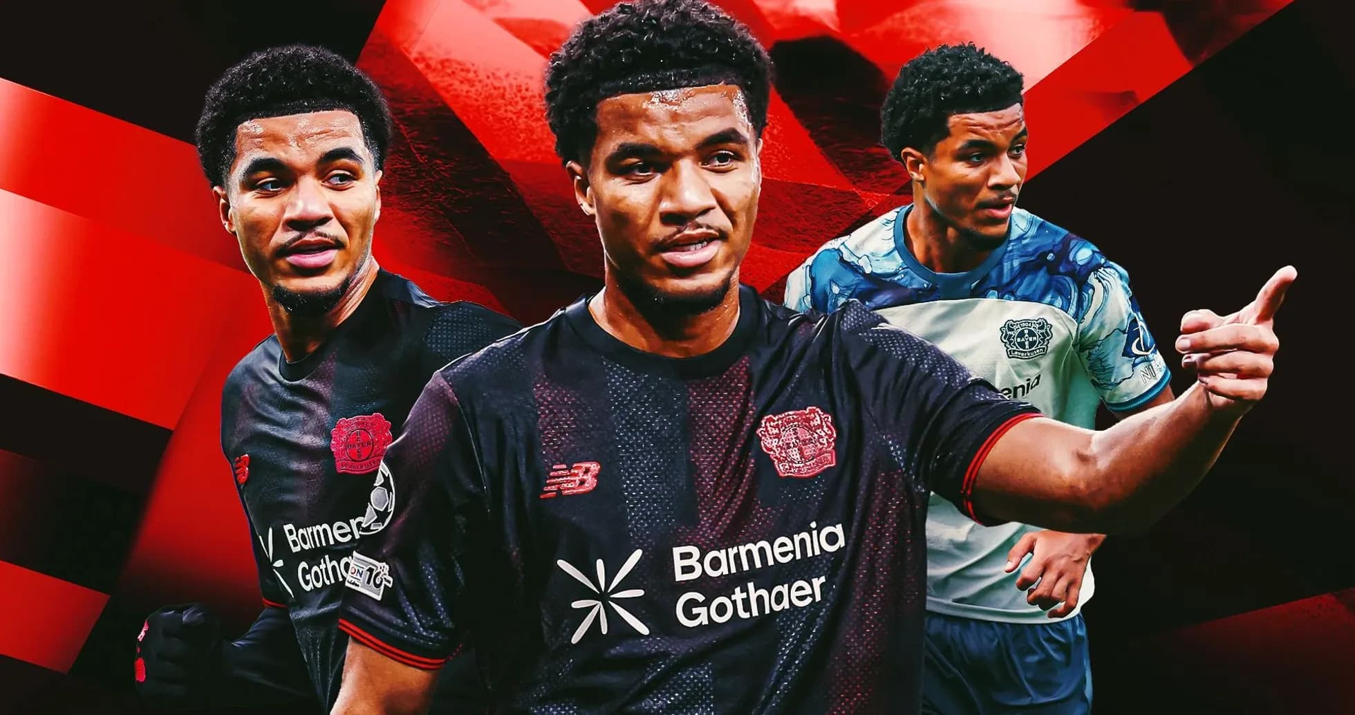 Jugador de Bayer Leverkusen en tres poses diferentes Jugador de Bayer Leverkusen en tres poses diferentes