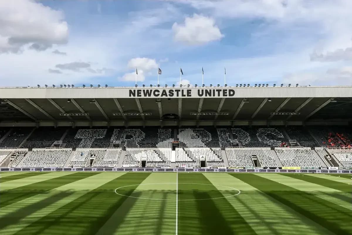 Estadio de Newcastle United con césped marcado Estadio de Newcastle United con césped marcado