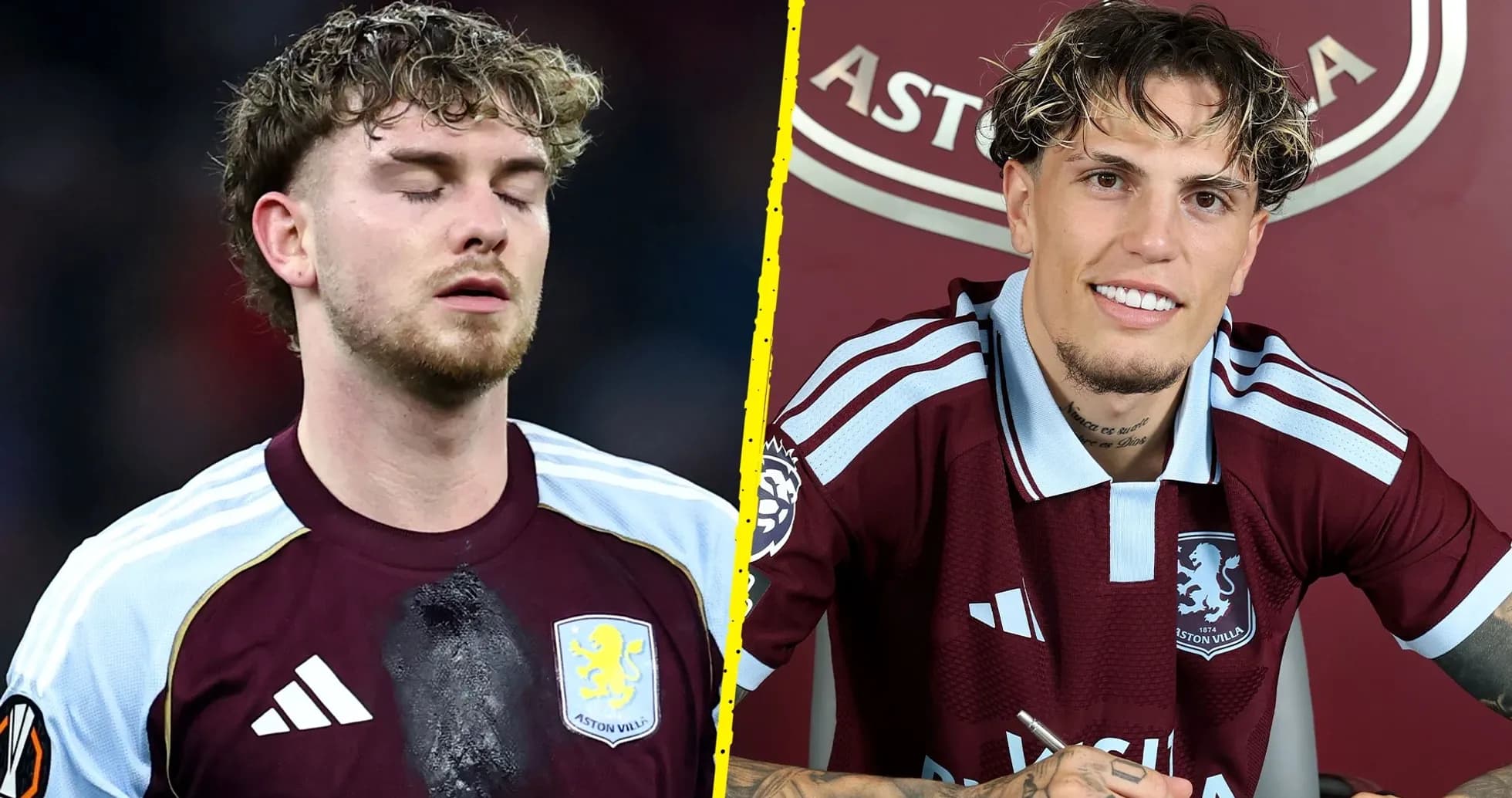 Jugador de Aston Villa en dos momentos diferentes Jugador de Aston Villa en dos momentos diferentes