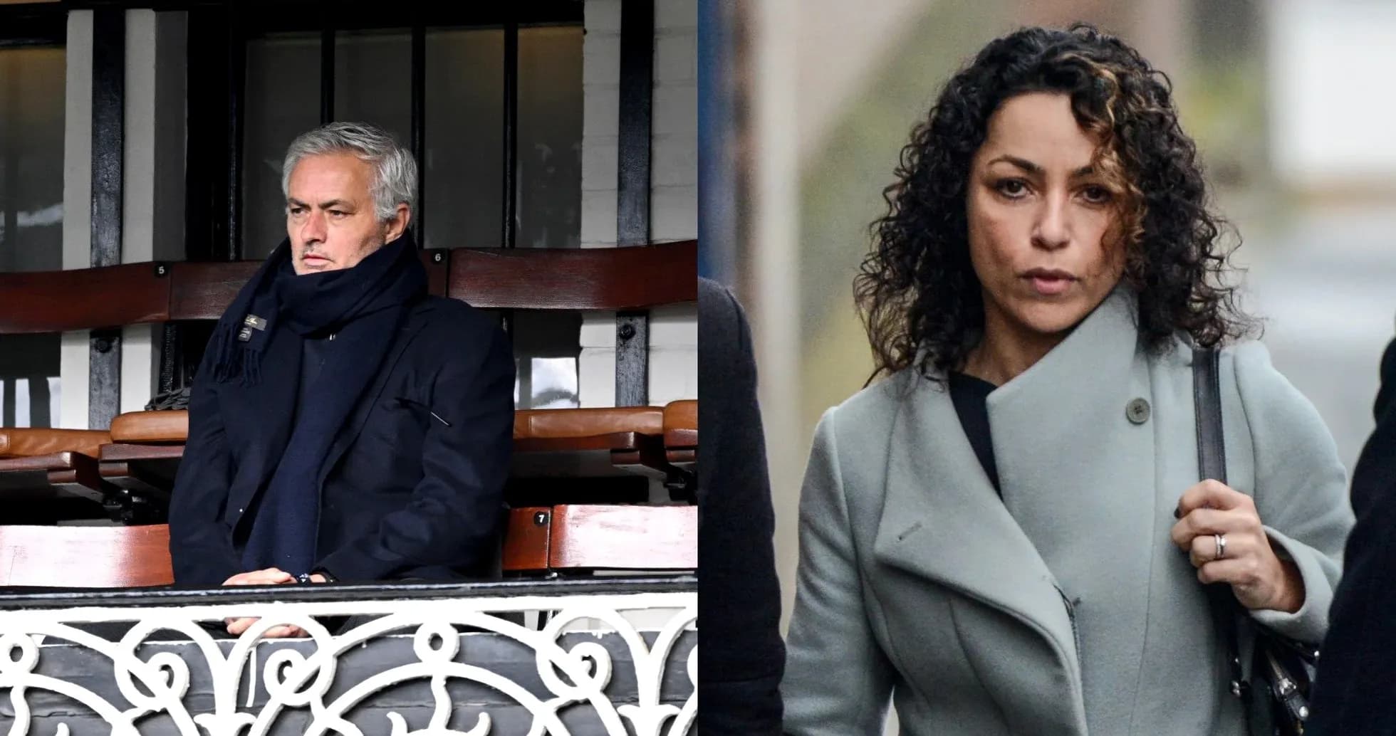 José Mourinho sentado en un palco, mujer caminando José Mourinho sentado en un palco, mujer caminando