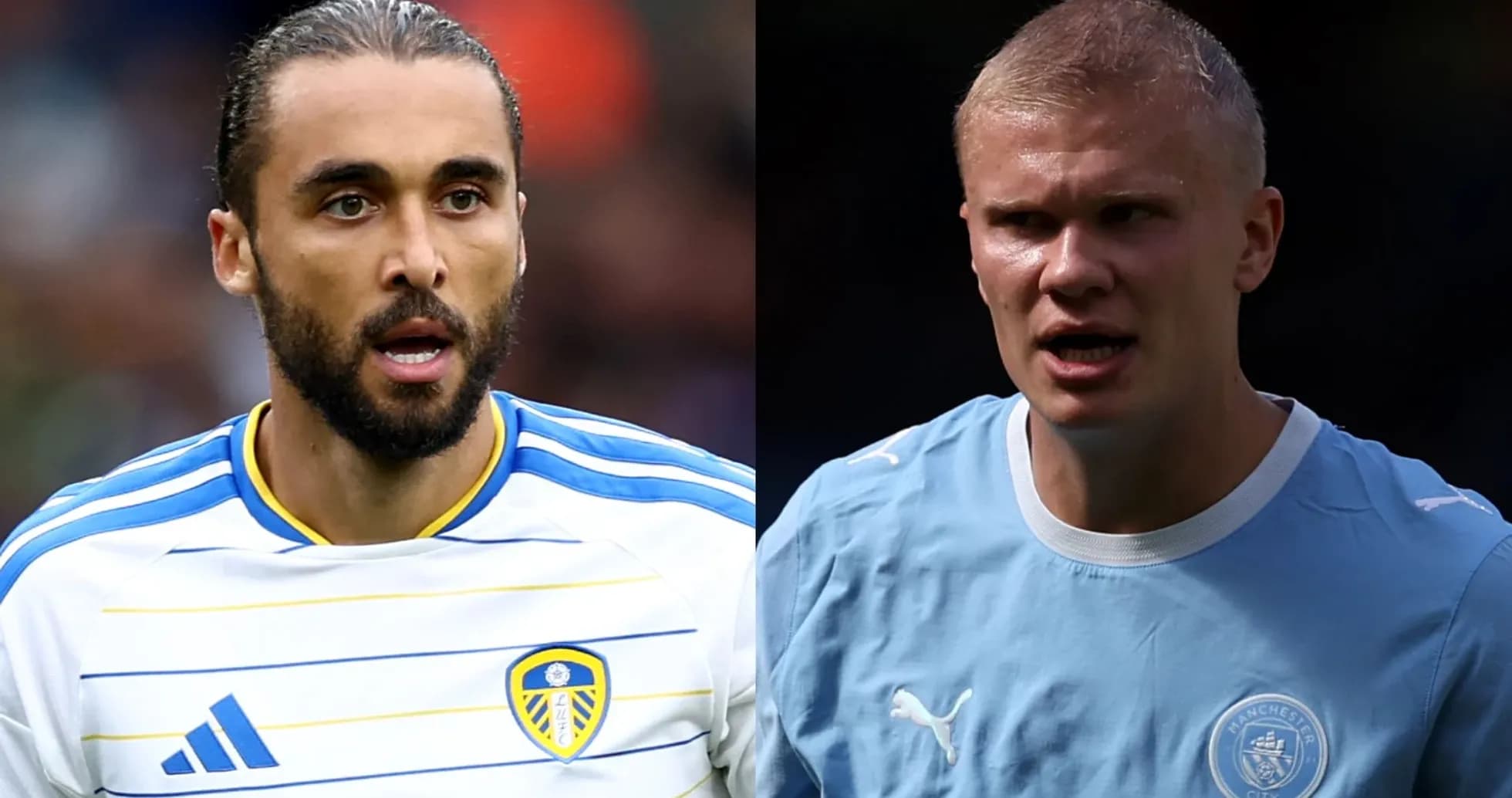 Jugadores de Leeds y Manchester City en acción Jugadores de Leeds y Manchester City en acción