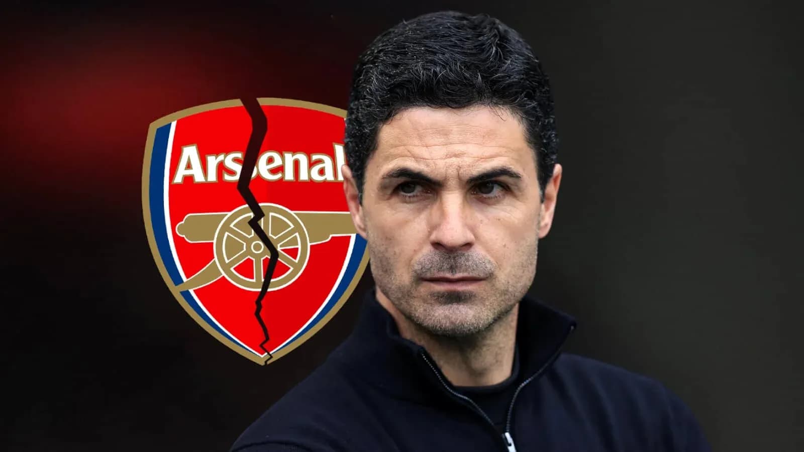 Mikel Arteta frente al escudo del Arsenal roto Mikel Arteta frente al escudo del Arsenal roto