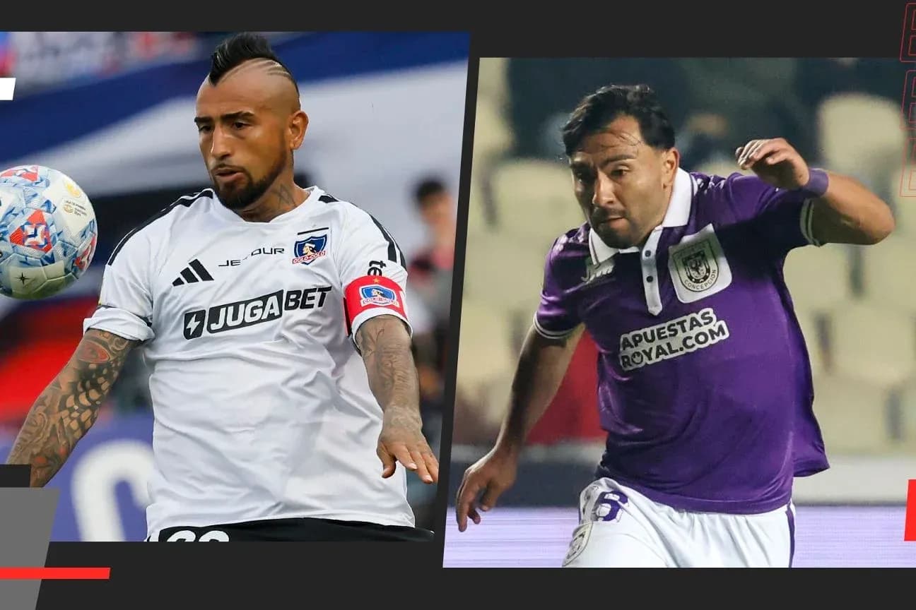 Arturo Vidal y jugador de Concepción en acción Arturo Vidal y jugador de Concepción en acción