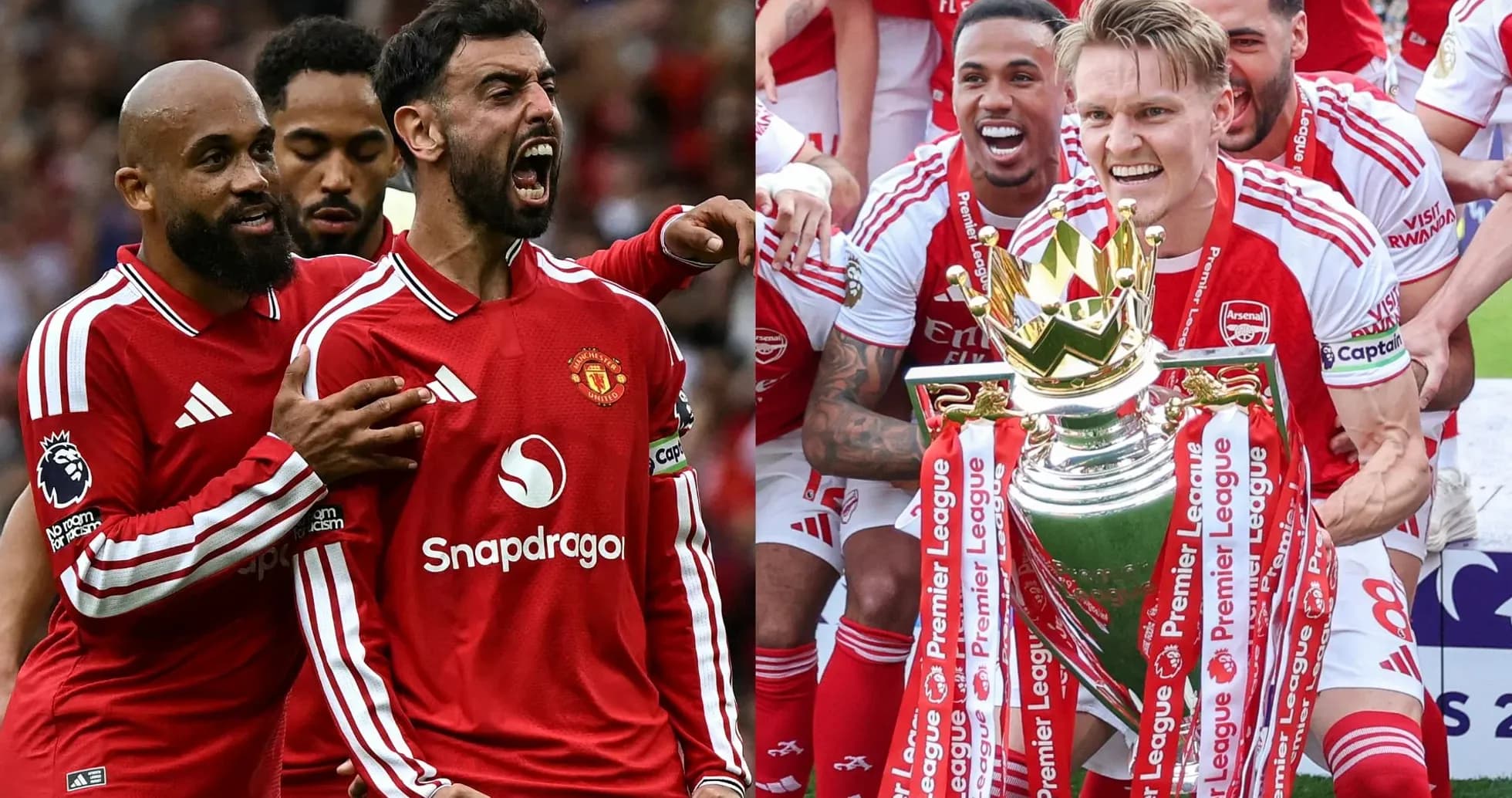 Jugadores de Manchester United y Arsenal celebrando Jugadores de Manchester United y Arsenal celebrando