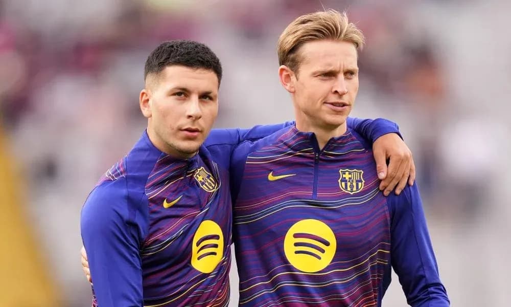 Jugadores de FC Barcelona en el calentamiento Jugadores de FC Barcelona en el calentamiento