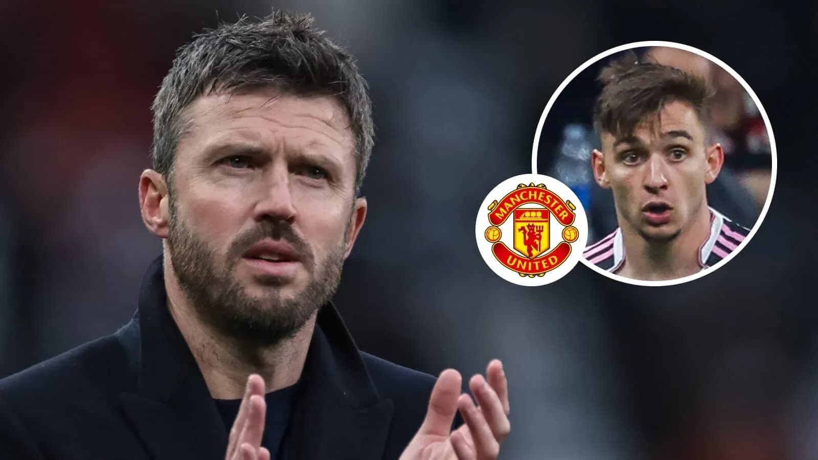 Michael Carrick gesturing during match with Manchester United logo Michael Carrick gesturing during match with Manchester United logo