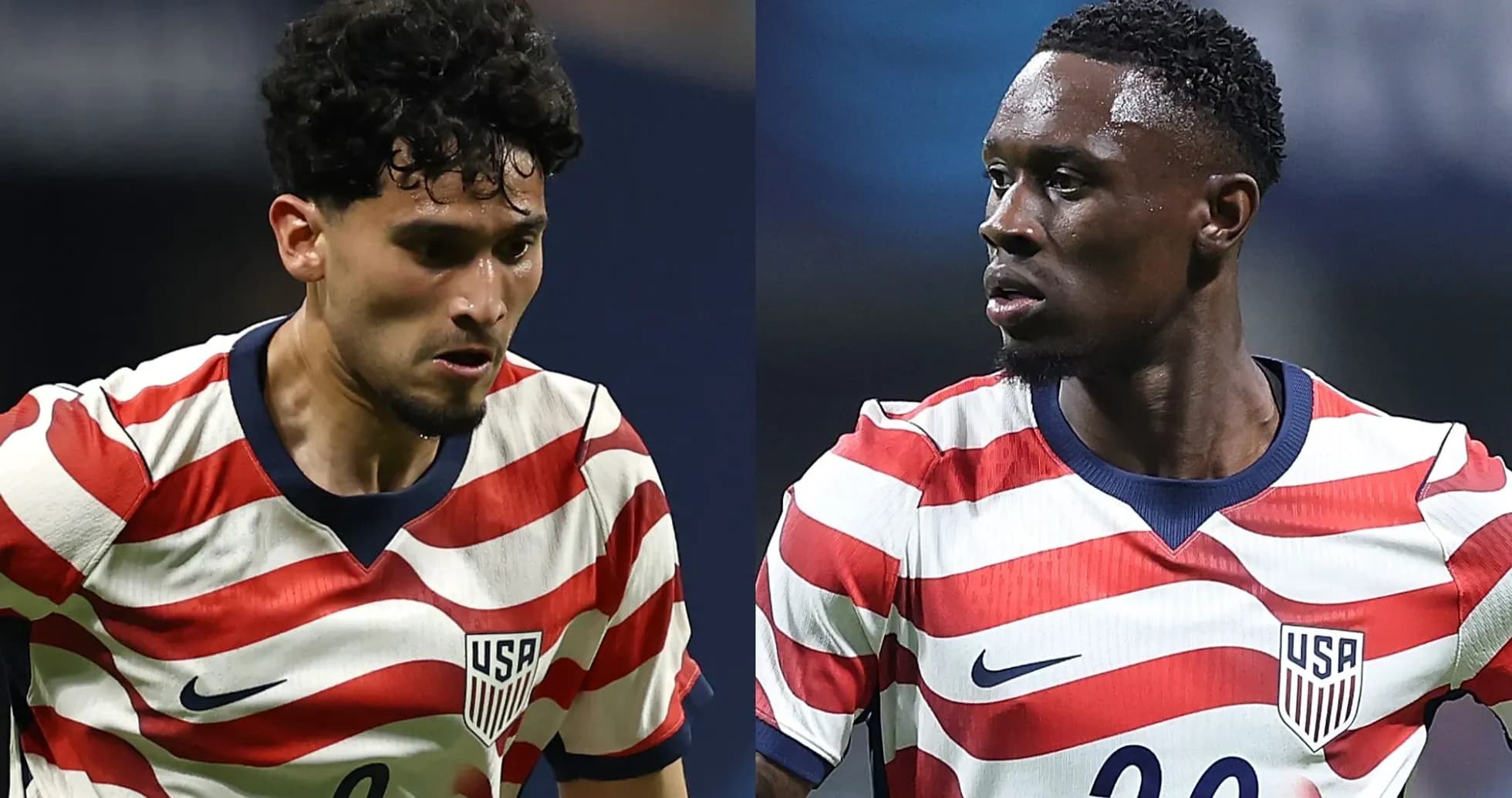 Dos jugadores de Estados Unidos en acción durante partido Dos jugadores de Estados Unidos en acción durante partido