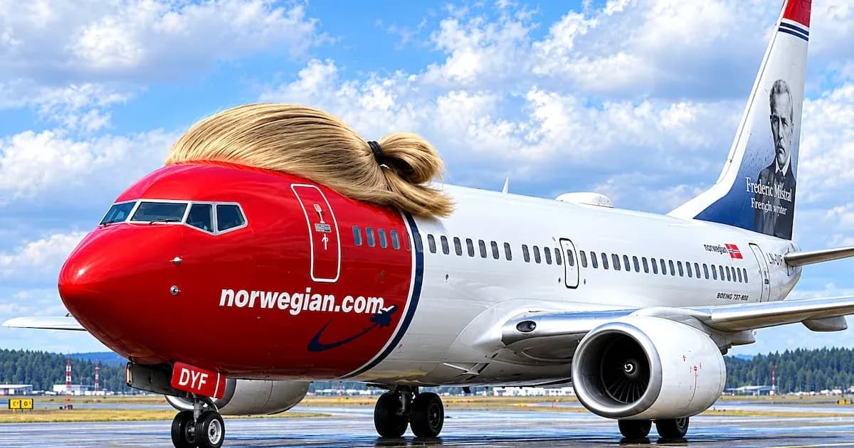 Avión de Norwegian con diseño de peinado notable Avión de Norwegian con diseño de peinado notable