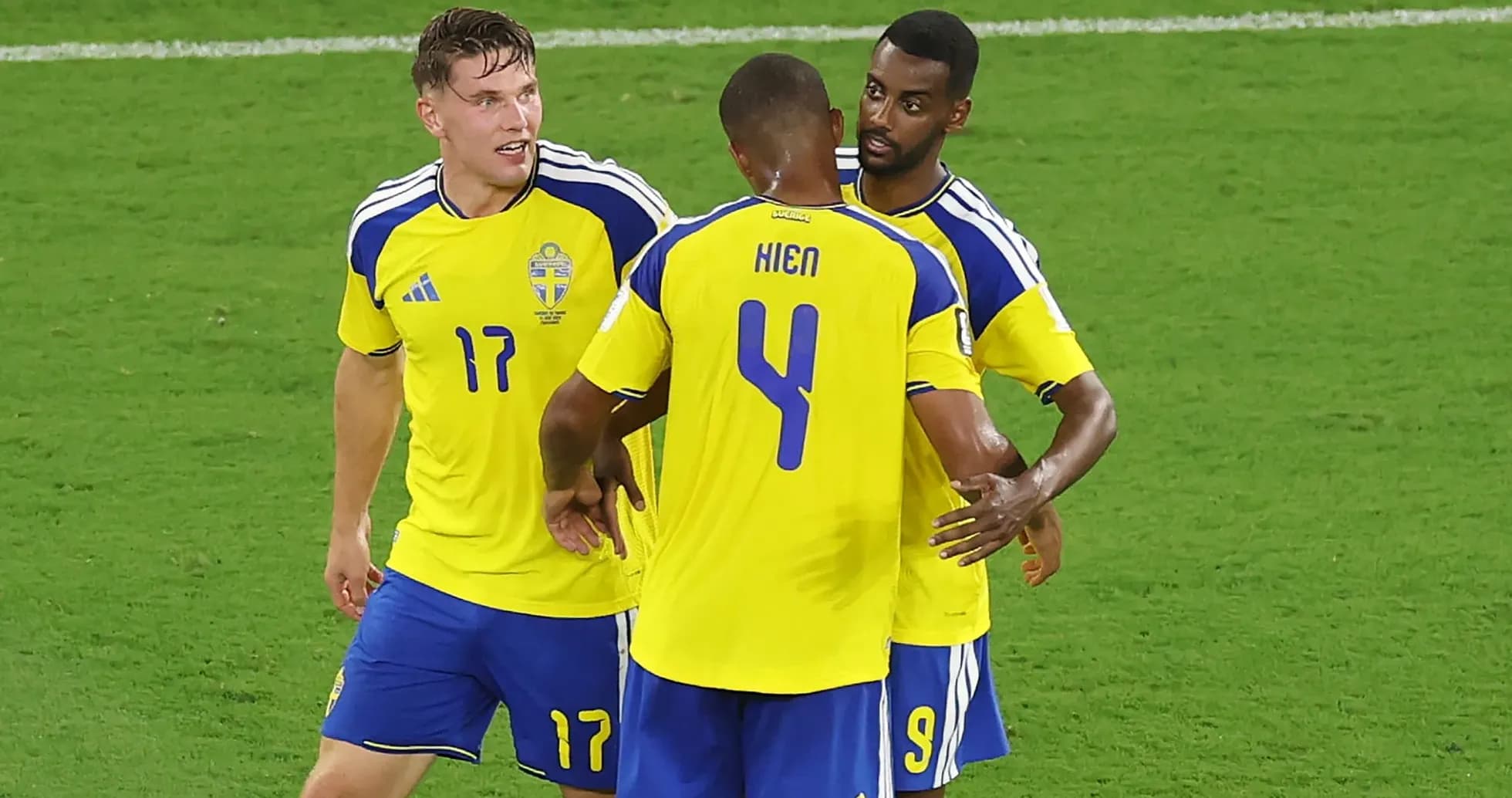 Jugadores de Suecia celebrando un gol en el partido Jugadores de Suecia celebrando un gol en el partido